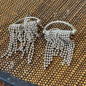 Mignon Faget Silver Bead Fringe Drop Earrings designed by John Humphey ,